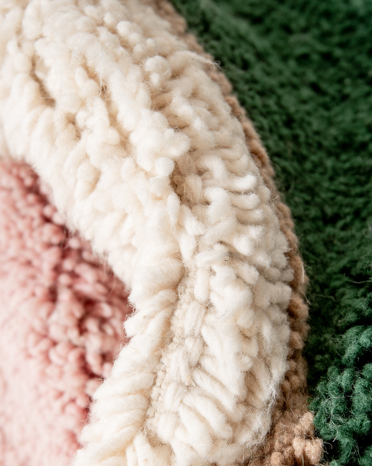 Modern, designer, handcrafted Berber rug from Morocco. Beniourain carpet with beautiful colours and patterns and fluffy wool texture.